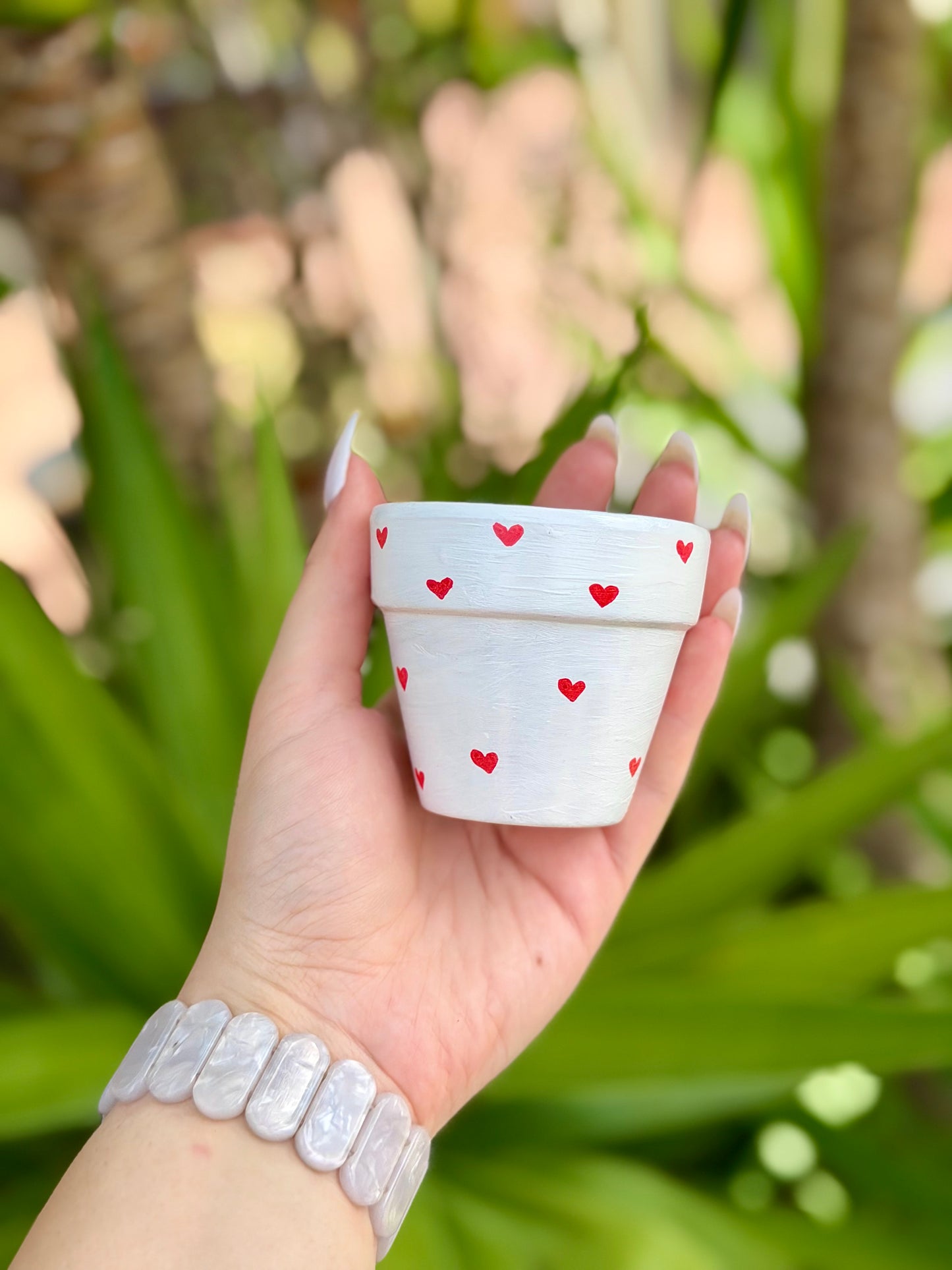 White Amour Hand-painted Pot