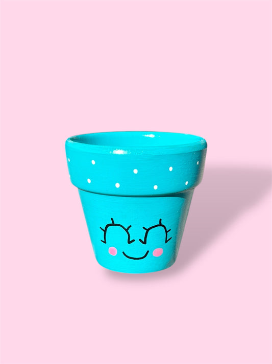 Cutsey Face Pot - Turquoise