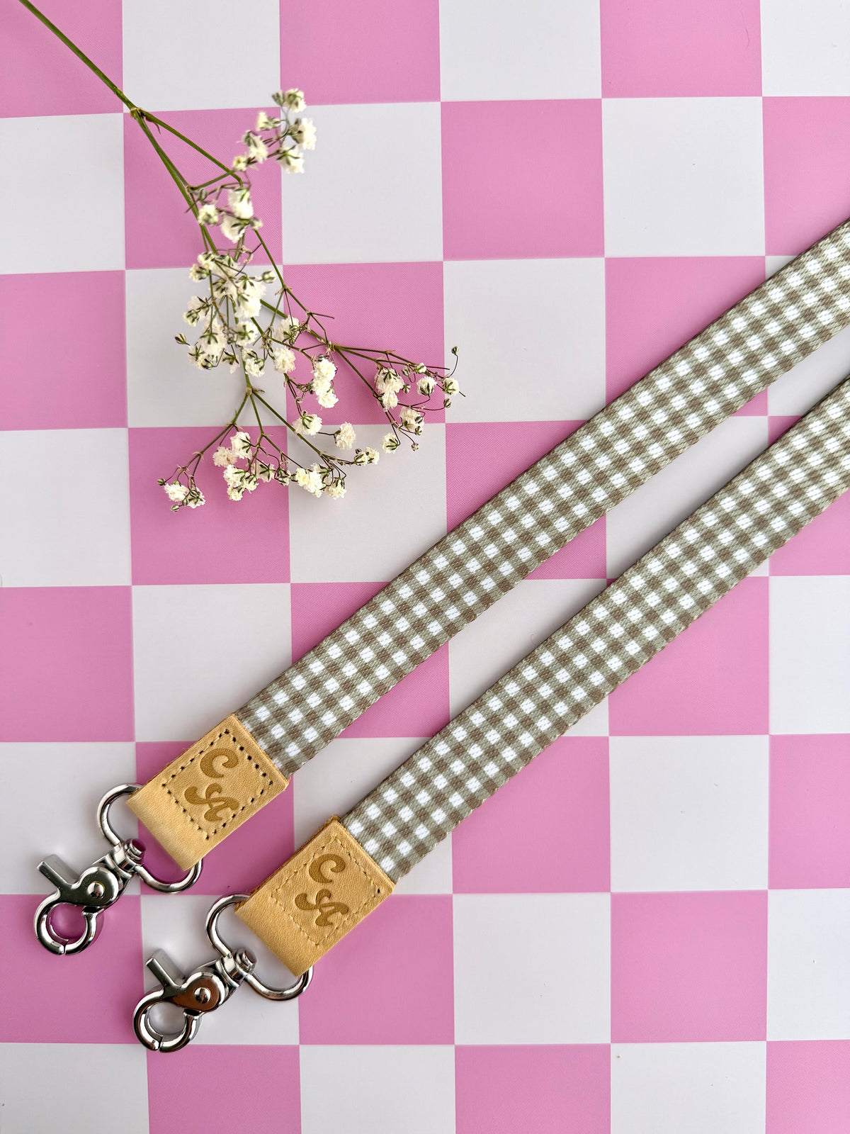 Mocha Check Lanyard