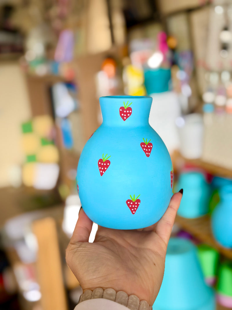 Blue Strawberry Vase