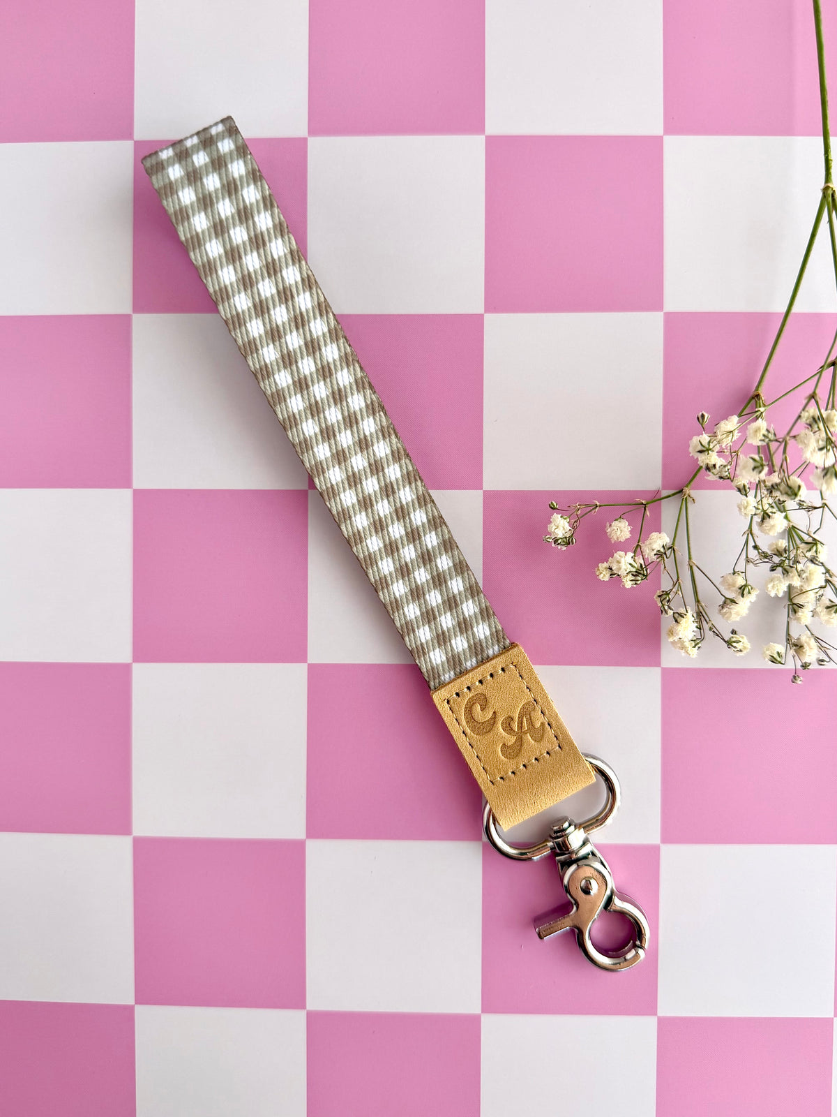 Mocha Check Wristlet