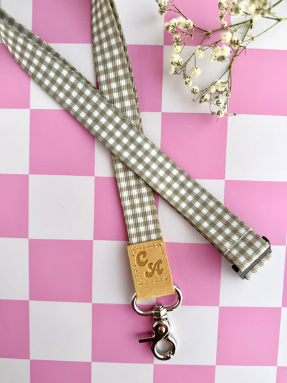 Mocha Check Lanyard