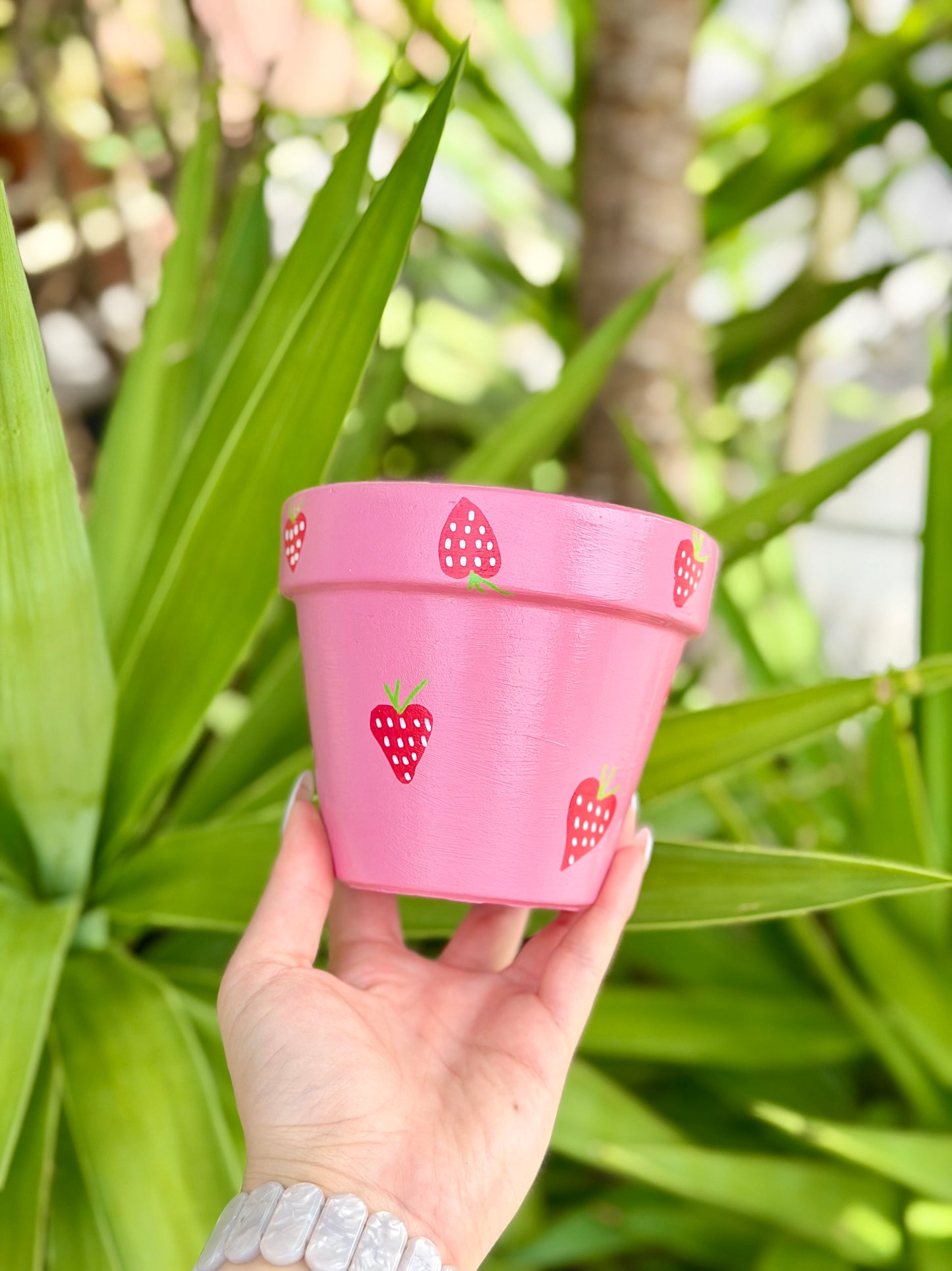 Strawberry Hand-painted Pot