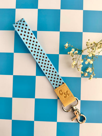 Blue Dotty Wristlet