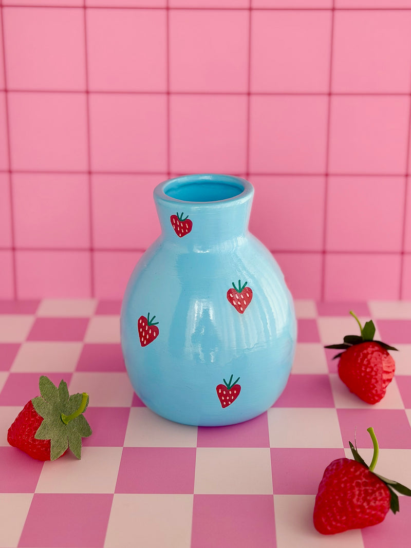 Blue Strawberry Vase