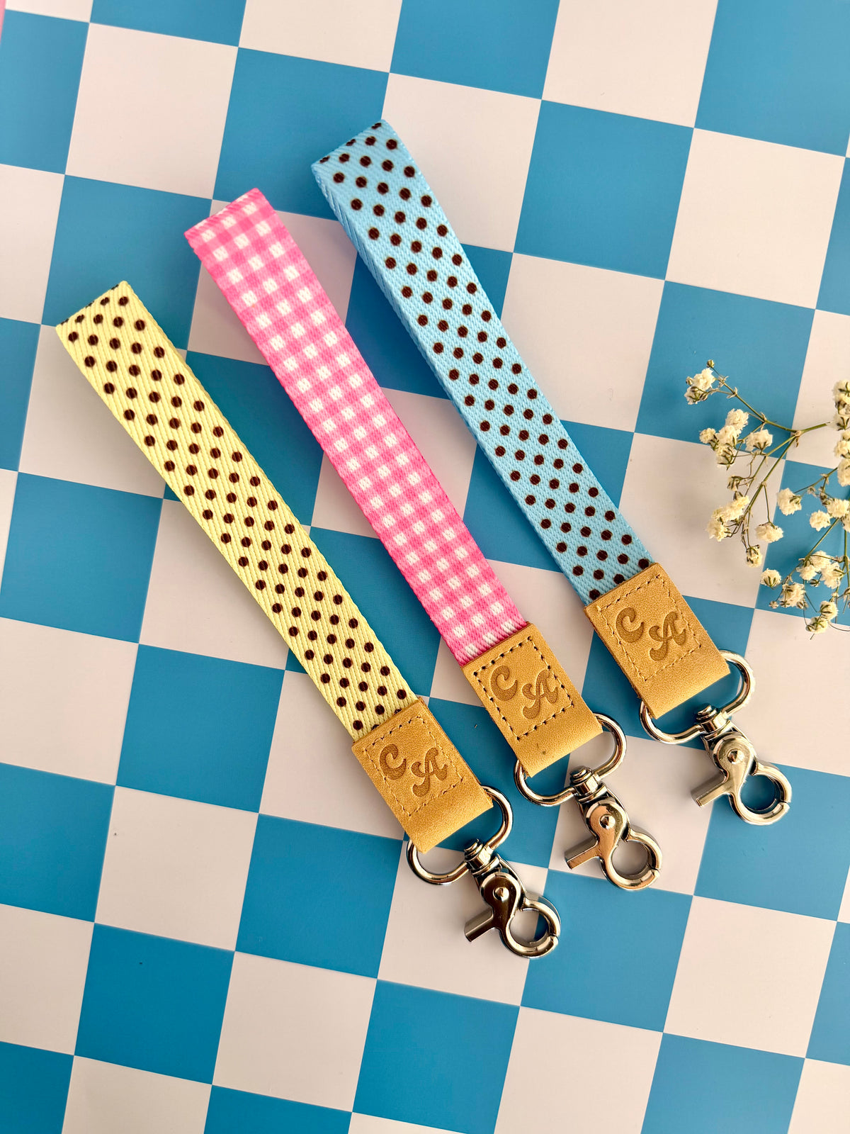 Blue Dotty Wristlet